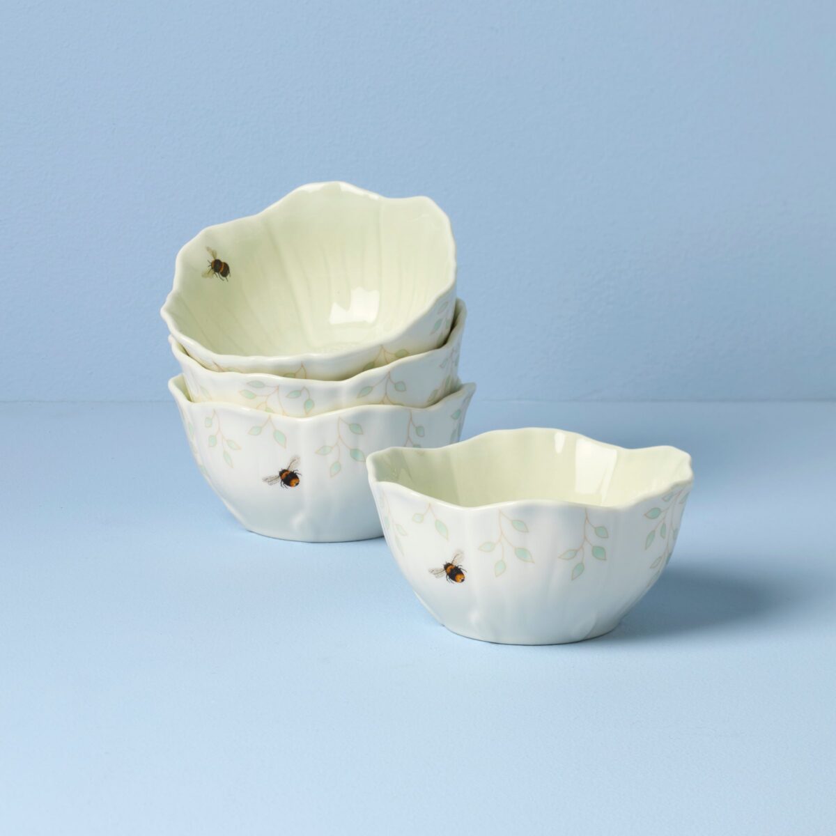 Green Floral Dessert Bowls - Set of 4