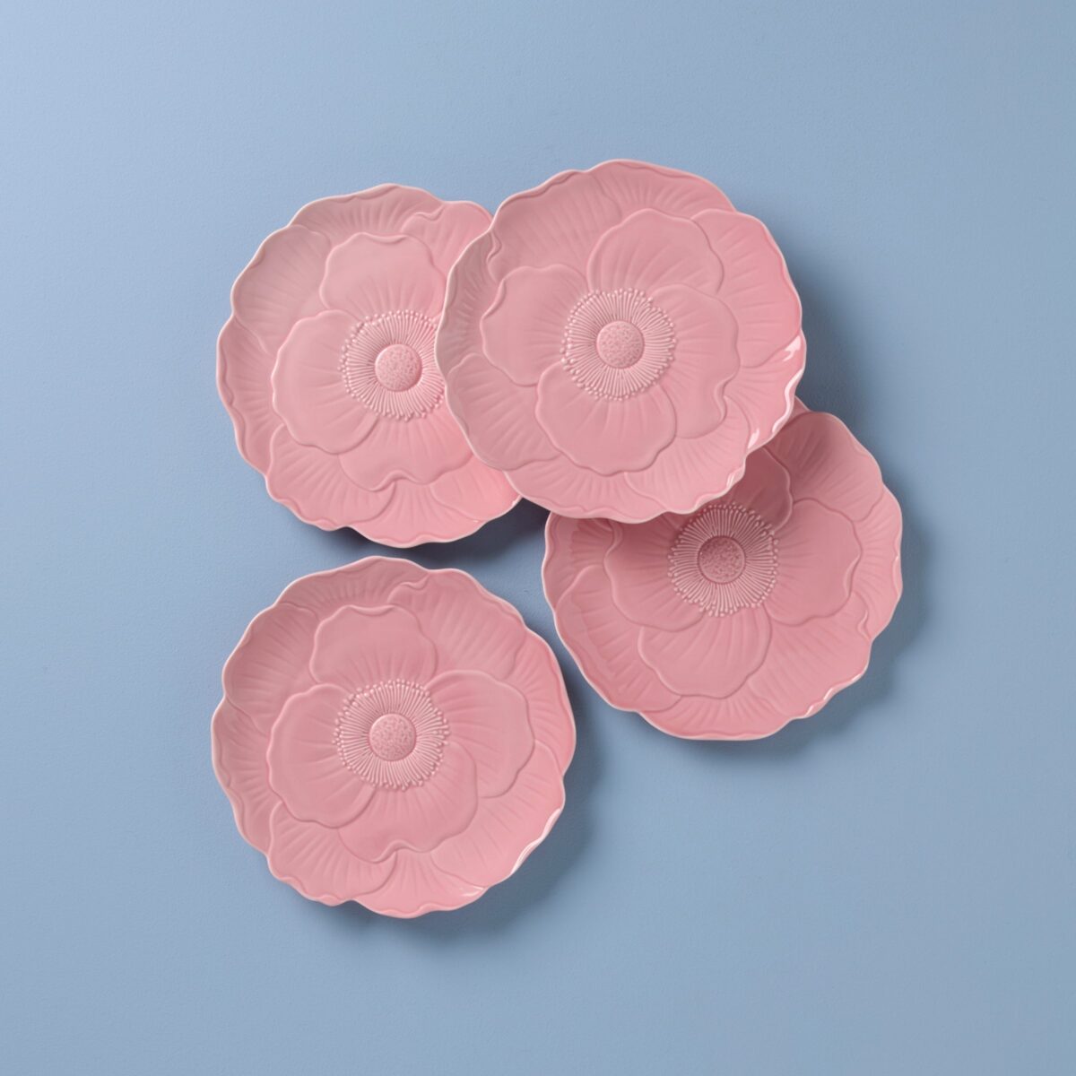 Pink Floral Accent Plates - Set of 4