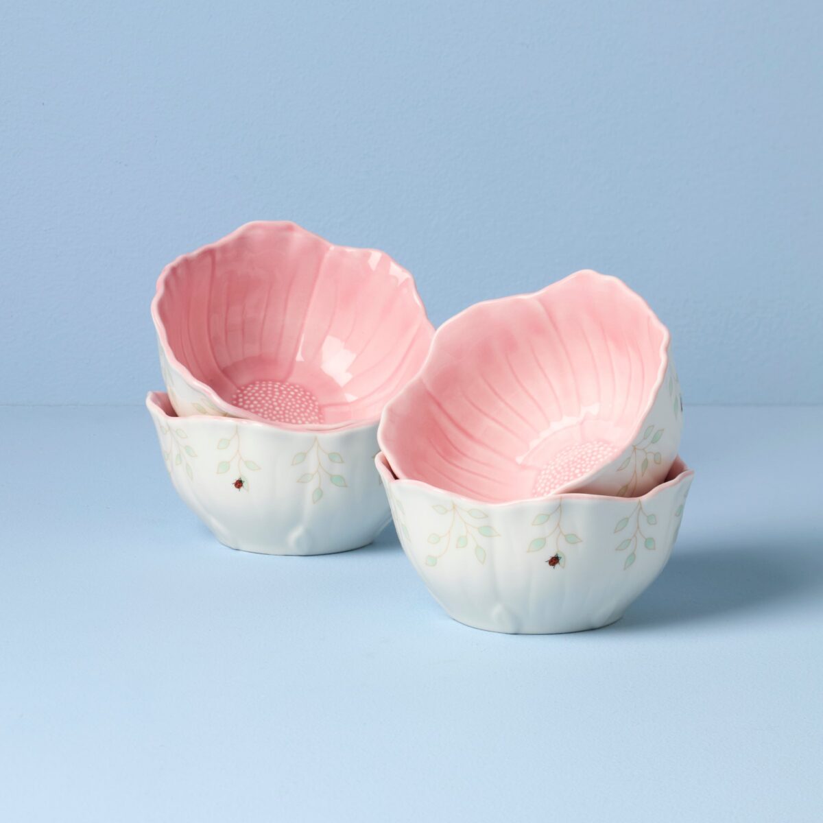 Pink Floral Dessert Bowls - Set of 4
